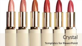  Presentation with lipstick - Presentation theme with beautiful lipsticks isolated on white background and a lemonade colored foreground