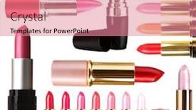  Presentation with white - Presentation design with beautiful-lipsticks-isolated-on-white background and a coral colored foreground