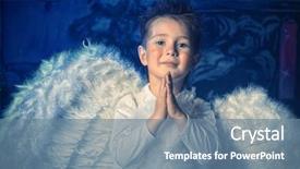  Presentation with christmas angel - PPT layouts featuring beautiful little angel boy background and a seafoam green colored foreground