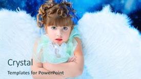  Presentation with angel - Colorful PPT theme enhanced with beautiful little angel at a snowy background backdrop and a sky blue colored foreground