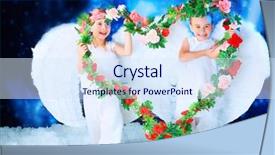  Presentation with angels - Theme featuring beautiful little angels holding heart background and a  colored foreground