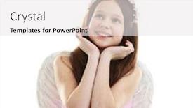  Presentation with ballerina - Audience pleasing presentation design consisting of beautiful little ballerina with decorative wings isolated on white backdrop and a white colored foreground