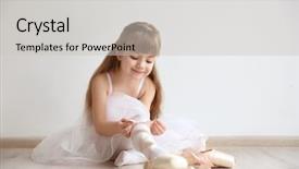  Presentation with ballet - PPT theme enhanced with beautiful little ballet dancer tying background and a light gray colored foreground