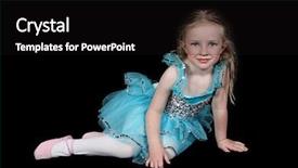  Presentation with ballet - PPT layouts with beautiful little ballet dancer with blue dress isolated on black background and a black colored foreground