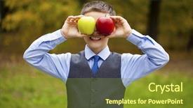  Presentation with child boy hold basket - Amazing presentation design having boy holds red and green backdrop and a gold colored foreground