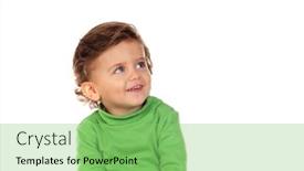  Presentation with beautiful-green - Audience pleasing presentation theme consisting of beautiful little child two years old wearing green jersey isolated on white background backdrop and a seafoam green colored foreground