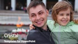  Presentation with flame - Amazing slide deck having beautiful little girl and father standing near memorial and smiling eternal flame focus on father backdrop and a dark gray colored foreground