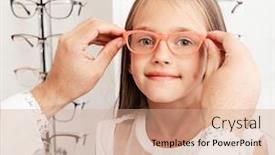  Presentation with clinic - Slides featuring beautiful-little-girl-choosing-glasses background and a coral colored foreground