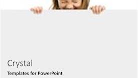  Presentation with whiteboard - Theme featuring beautiful little girl holding and showing something on a whiteboard background and a white colored foreground