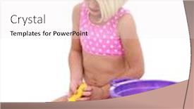  Presentation with swim suit - Cool new presentation with beautiful little girl in pink swim suit playing in the sand backdrop and a sky blue colored foreground