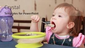  Presentation with eating - Slide deck featuring beautiful-little-girl-in-pink background and a coral colored foreground