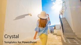  Presentation with white and green - Presentation design enhanced with beautiful little girl in white background and a  colored foreground