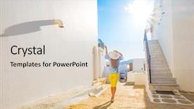  Presentation with hat - Beautiful presentation design featuring beautiful little girl in white backdrop and a  colored foreground