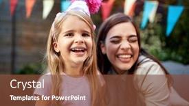  Presentation with birthday party - Audience pleasing PPT layouts consisting of beautiful-little-girl-laughing backdrop and a tawny brown colored foreground