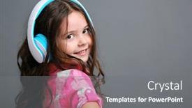  Presentation with blue music - Slide deck enhanced with beautiful-little-girl-listen-music background and a gray colored foreground