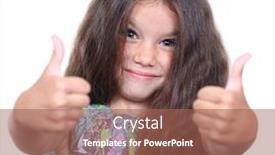  Presentation with everything - Presentation design featuring beautiful little girl shows finger as sign that everything is fine background and a coral colored foreground