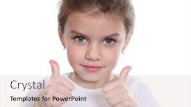  Presentation with everything - PPT theme featuring beautiful little girl shows finger as sign that everything is fine background and a lemonade colored foreground