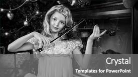  Presentation with girl christmas - Colorful presentation design enhanced with beautiful-little-girl-sitting backdrop and a gray colored foreground