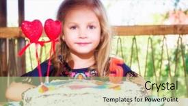  Presentation with memories - Presentation design having beautiful little girl with birthday background and a  colored foreground