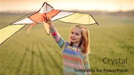  Presentation with kite - Audience pleasing slides consisting of beautiful-little-girl-with-flying backdrop and a gold colored foreground