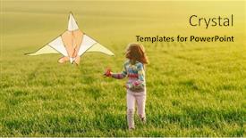  Presentation with kite - Cool new presentation design with beautiful-little-girl-with-flying backdrop and a yellow colored foreground