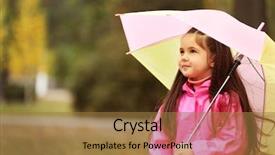  Presentation with umbrella - Colorful PPT theme enhanced with beautiful little girl with umbrella backdrop and a  colored foreground