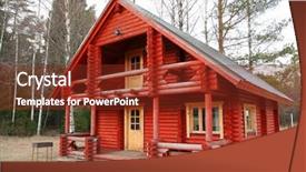  Presentation with house forest - Presentation theme enhanced with beautiful little house in middle background and a tawny brown colored foreground