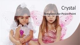  Presentation with fairy - PPT theme consisting of beautiful little princess wearing fairy costume over white background and a sky blue colored foreground