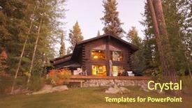  Presentation with log cabin - Slides featuring beautiful log cabin exterior background and a tawny brown colored foreground