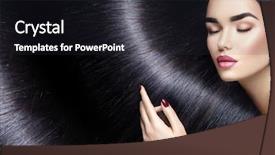  Presentation with nail salon - Slide deck with beautiful long hair beauty woman background and a wine colored foreground