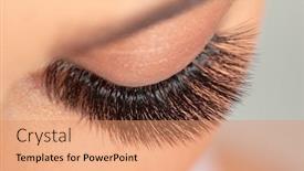  Presentation with treatment - Slide deck featuring beautiful-long-lashes-treatment background and a coral colored foreground