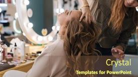  Presentation with hair salon - Beautiful theme featuring beautiful-lovely-blonde-woman backdrop and a tawny brown colored foreground