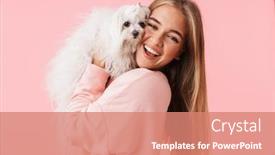  Presentation with bakground - Slide set enhanced with lapdog isolated over pink bakground background and a coral colored foreground