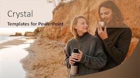  Presentation with hot tea - Slide deck featuring beautiful-lovely-young-couple-wearing background and a coral colored foreground