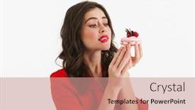  Presentation with red - Presentation theme having beautiful-lovely-young-woman background and a coral colored foreground