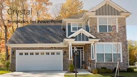  Presentation with luxury - Audience pleasing presentation design consisting of beautiful luxury gray flagstone home in fall backdrop and a coral colored foreground