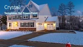  Presentation with dawn - Beautiful PPT layouts featuring beautiful-luxury-home-with-snow backdrop and a ocean colored foreground