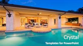  Presentation with swimming - Cool new PPT theme with beautiful luxury home with swimming backdrop and a teal colored foreground