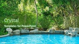  Presentation with swimming pool - PPT layouts enhanced with beautiful-luxury-swimming-pool background and a forest green colored foreground