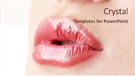  Presentation with blush brushes lip gloss - Slide deck having beautiful make up of gloss background and a lemonade colored foreground