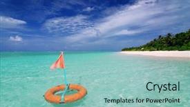  Presentation with crystal - Slides consisting of beautiful maldivian beach with life buoy in the crystal clear sea background and a light blue colored foreground