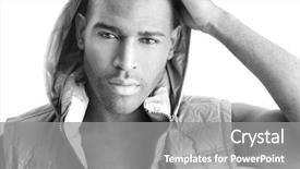 Presentation with fashion - Presentation design featuring beautiful male model against white background and a gray colored foreground