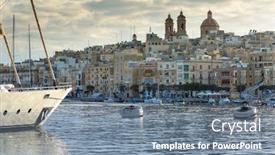  Presentation with malta - Cool new PPT layouts with beautiful-marina-of-isla-town backdrop and a gray colored foreground