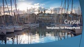  Presentation with malta - Slide deck with beautiful-marina-of-isla-town background and a dark gray colored foreground