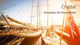  Presentation with marina - Colorful theme enhanced with beautiful marina view sailboats and motorboats in port backdrop and a cream colored foreground