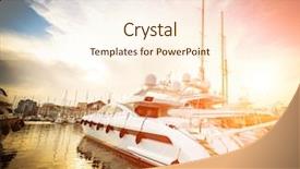  Presentation with marina - Cool new presentation theme with beautiful marina view sailboats and motorboats in port backdrop and a cream colored foreground
