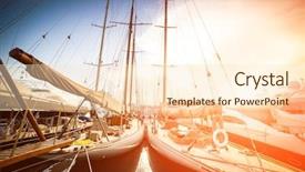  Presentation with marina - Slides enhanced with beautiful marina view sailboats and motorboats in port background and a lemonade colored foreground