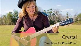  Presentation with country western - Presentation featuring beautiful mature country western woman background and a yellow colored foreground