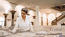  Presentation with art gallery - Presentation theme consisting of beautiful-mature-gray-haired-woman background and a soft green colored foreground