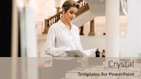  Presentation with art gallery - PPT layouts having beautiful-mature-grey-haired-woman background and a mint green colored foreground